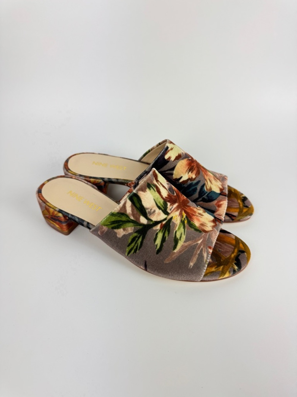 Nine West Women’s Floral Velvet Mule Slides